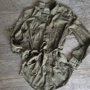 Anthropologie Hunter Green Button Up